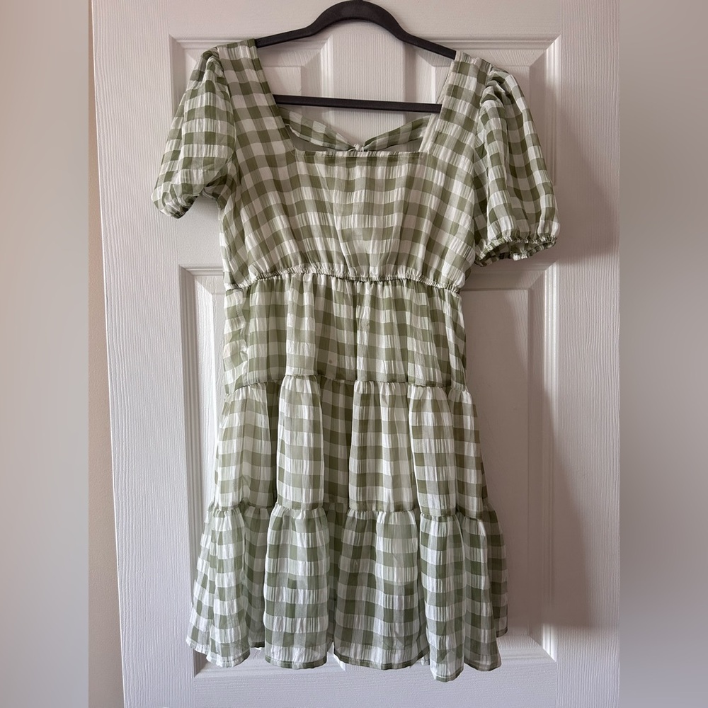 Mine Green and White Casual Dress